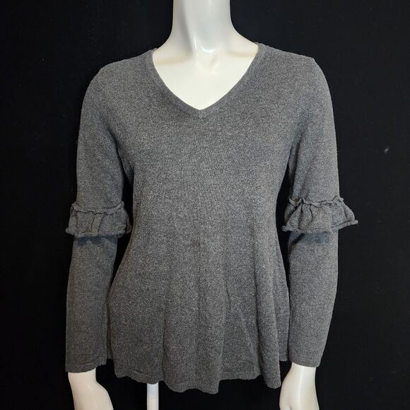 Style & Co Gray Ruffle Sleeve Sweater (PM) - Picture 3 of 6